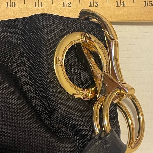 JPK Paris 75 Black Nylon with Leather Strap Gold Hardware Multi-Pocket Boho Bag - Picture 14 of 15